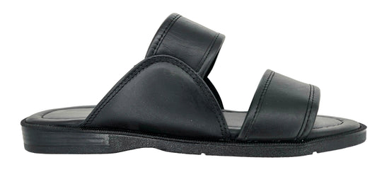 5) Premium Genuine Leather Mens Slip-on Sandals - Black - Made in Brazil - Italianinho