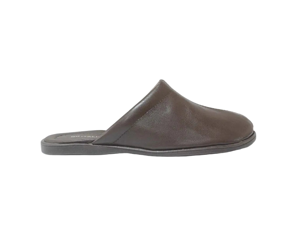 2 - Premium Genuine Leather Mens Slippers - Coffee - Made in Brazil - Italianinho