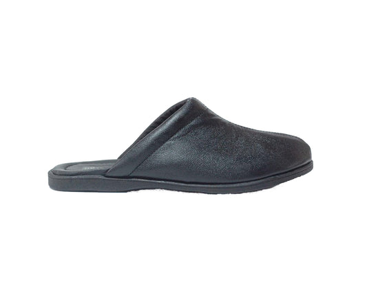 1) Premium Genuine Leather Mens Slippers - Black - Made in Brazil - Italianinho