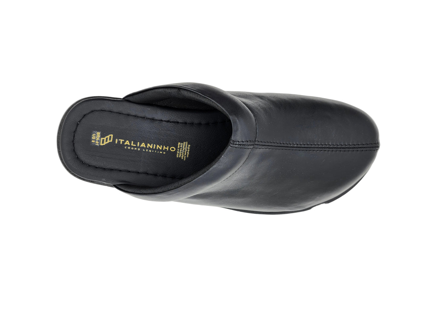 1 - Premium Genuine Leather Mens Slippers - Black - Made in Brazil - Italianinho