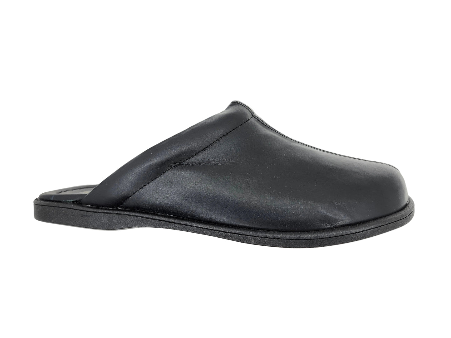 1 - Premium Genuine Leather Mens Slippers - Black - Made in Brazil - Italianinho