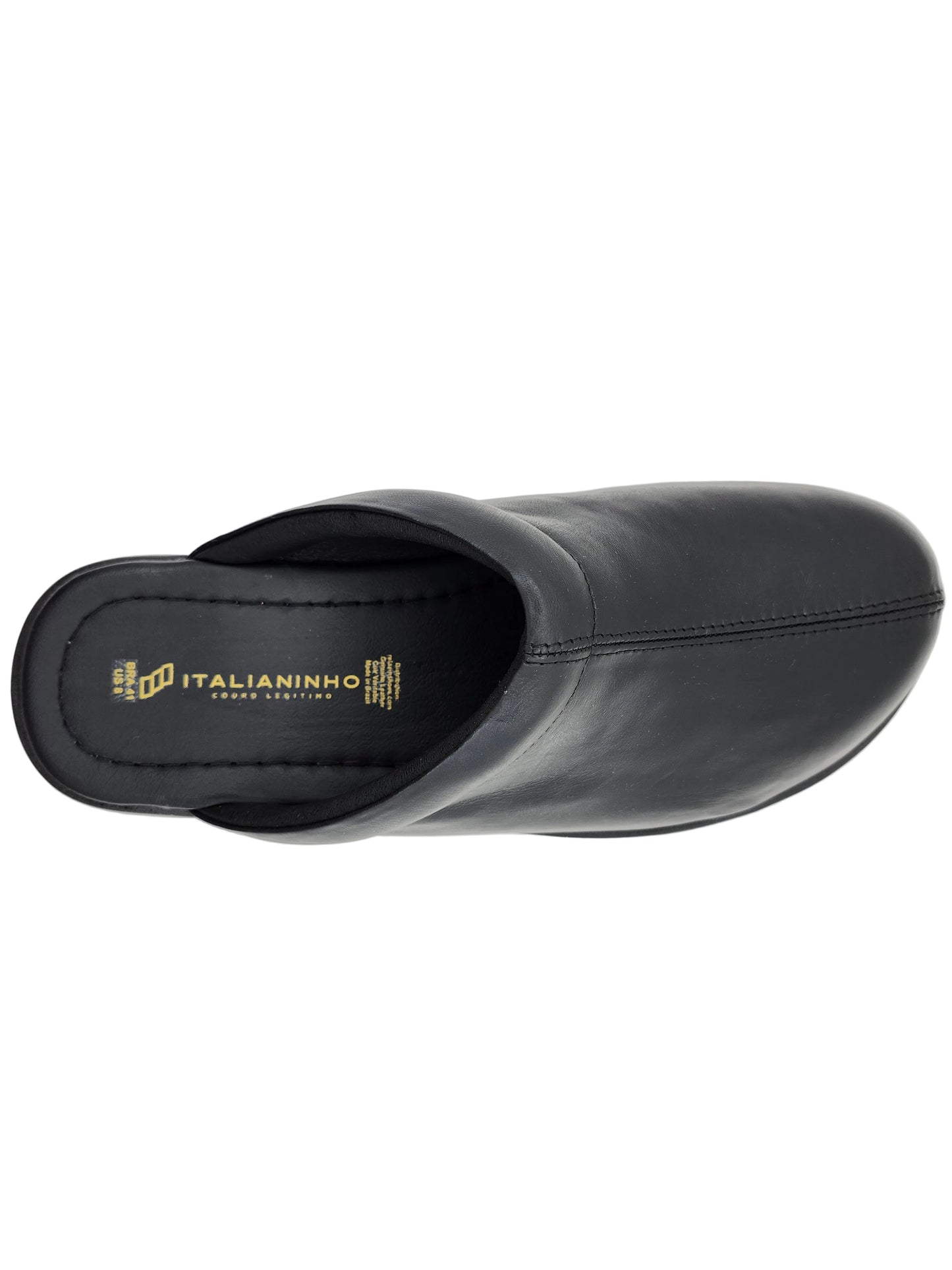 1 - Premium Genuine Leather Mens Slippers - Black - Made in Brazil - Italianinho