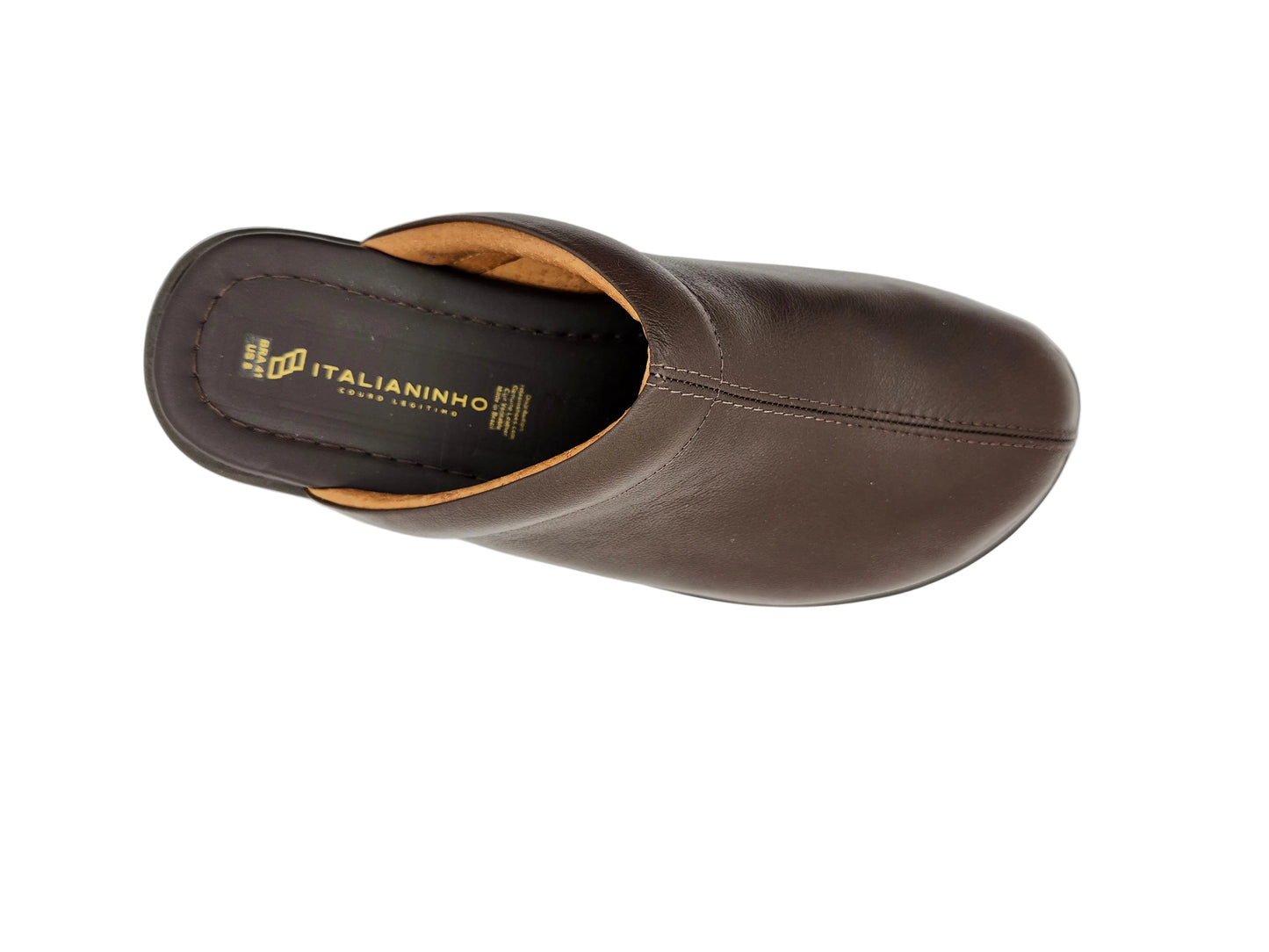 2 - Premium Genuine Leather Mens Slippers - Coffee - Made in Brazil - Italianinho