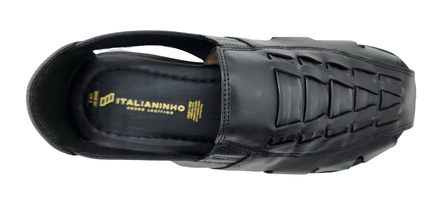 7 - Premium Genuine Leather Mens Sandals - Black - Made in Brazil - Italianinho