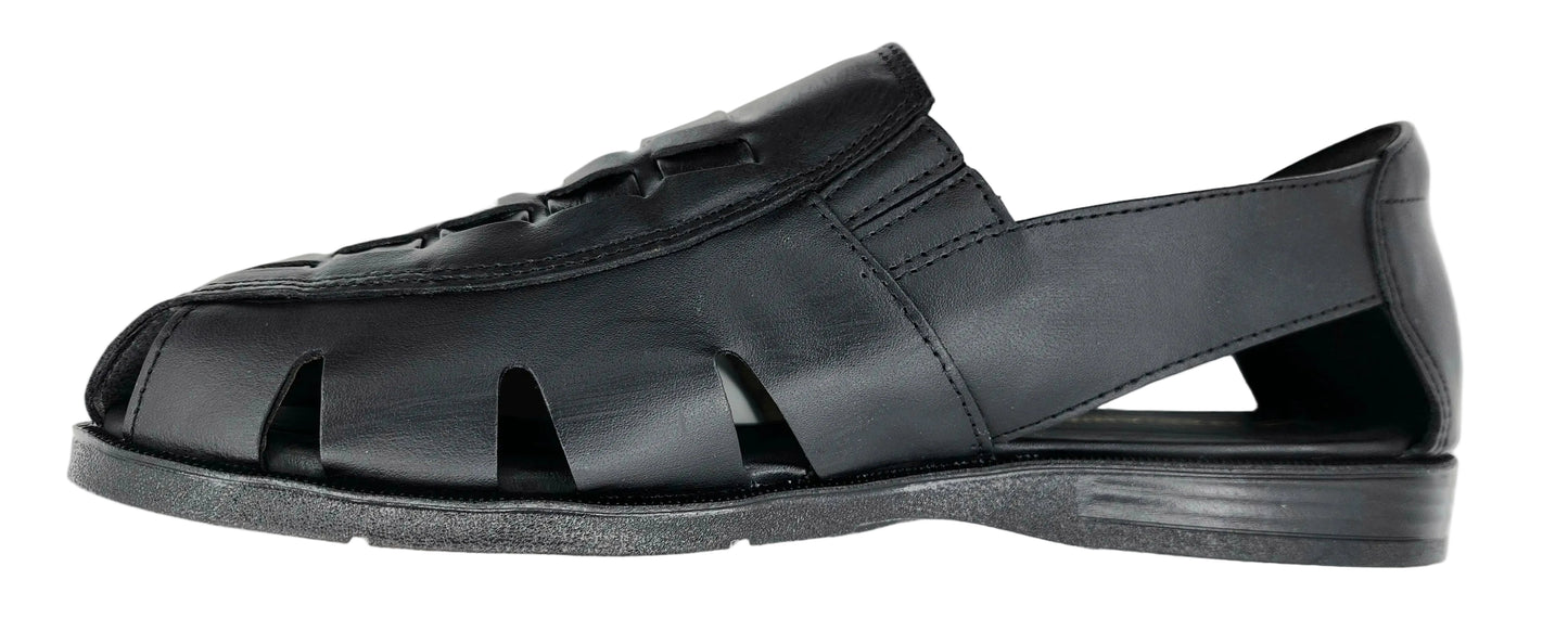 7 - Premium Genuine Leather Mens Sandals - Black - Made in Brazil - Italianinho