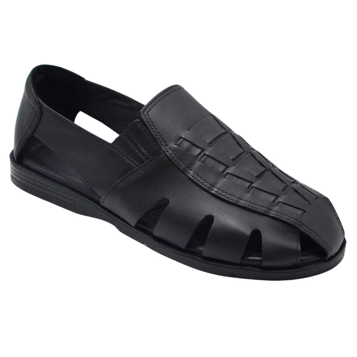 7 - Premium Genuine Leather Mens Sandals - Black - Made in Brazil - Italianinho