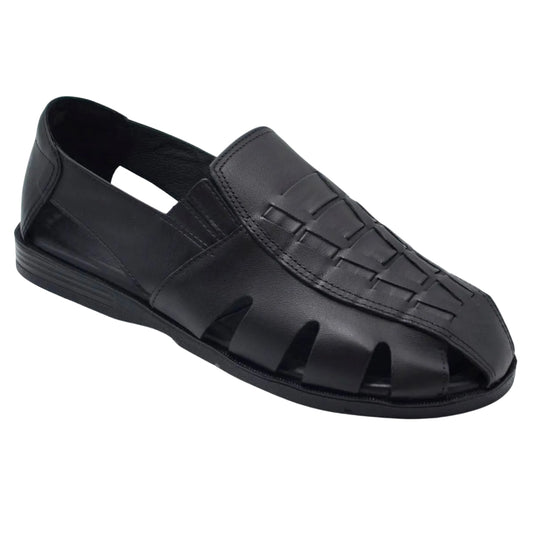 7) Premium Genuine Leather Mens Sandals - Black - Made in Brazil - Italianinho