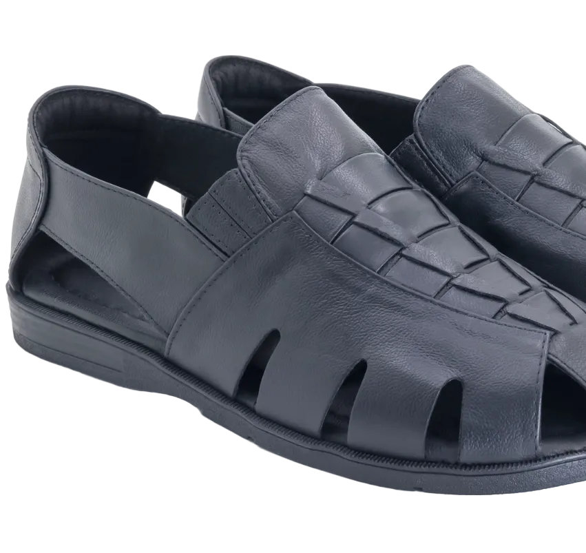 7 - Premium Genuine Leather Mens Sandals - Black - Made in Brazil - Italianinho